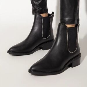 Coach Bowery Ball Chain Leather Ankle Bootie